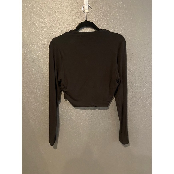 Naked Wardrobe Black Long Sleeve Crop Top - Picture 2 of 4